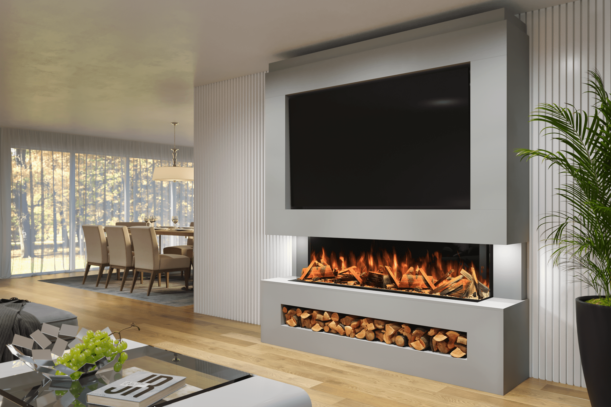 3-Sided Electric Fireplaces | Modern Multi-Sided Wall Mounted Fires | Evolution Fires