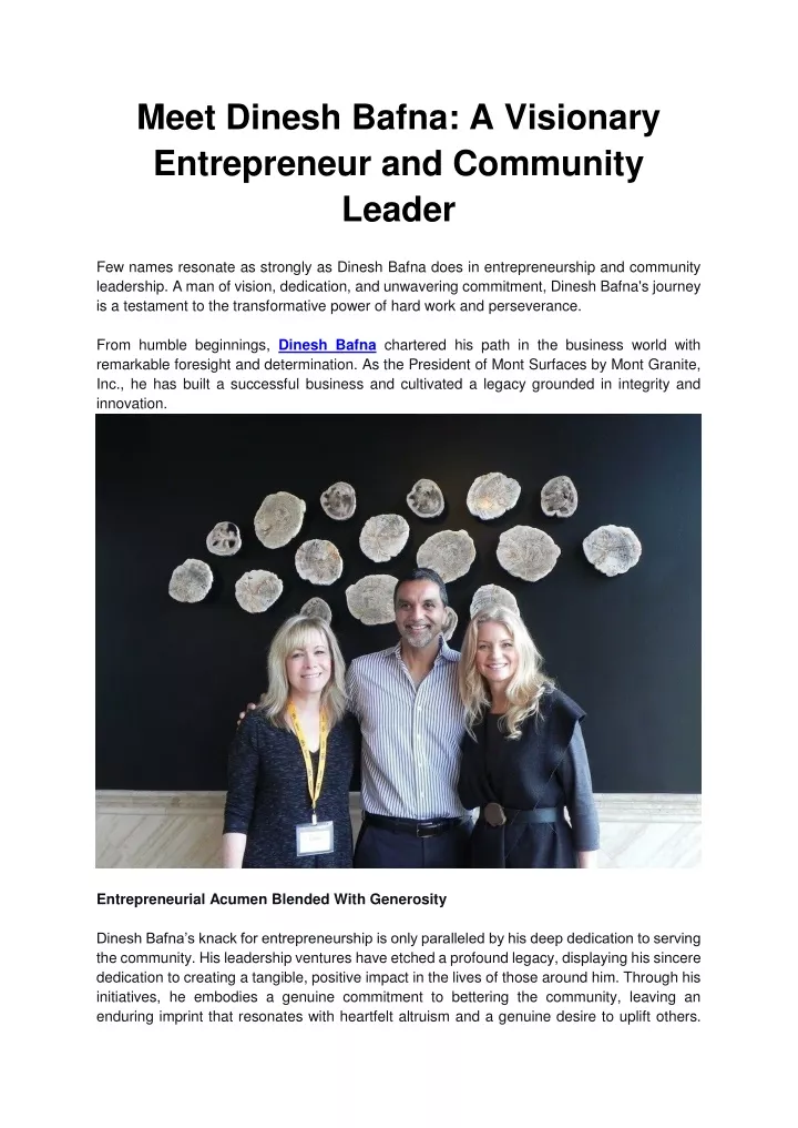 PPT - Meet Dinesh Bafna- A Visionary Entrepreneur and Community Leader PowerPoint Presentation - ID:12764751