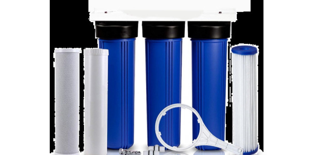 3-Stage 20″ Whole House Big Blue Well Water Filtration System 1″ FPNT Inlets w/Sediment, Carbon Block, and KDF 85 /GAC F