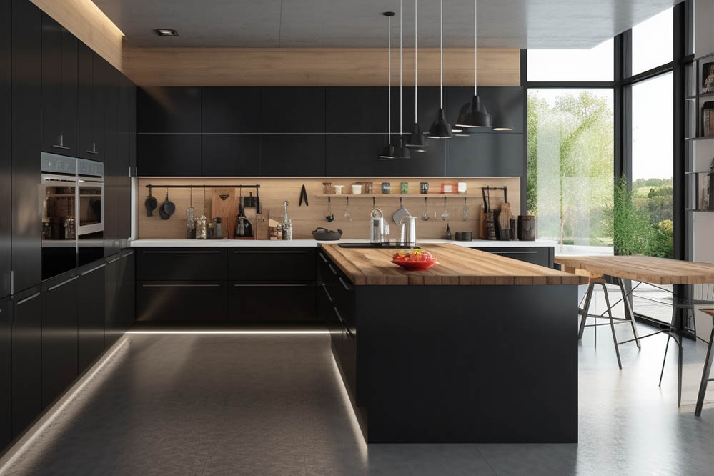 Modern Black Kitchen Cabinets | Contemporary Black Kitchen Cabinets
